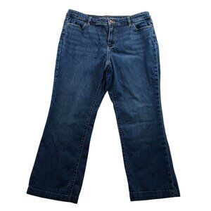 Lands End Womens Jeans Size 14 Mid Rise Bootcut Blue Denim Casual Cotton Classic